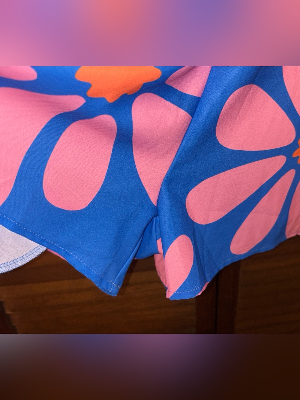 NEW Blue “Flower Power” Romper/Shorts with Pink Daisies - Picture 12 of 16